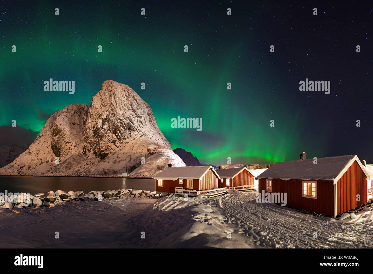 Norway Lofoten Night Sky Aurora Borealis On Image & Photo (Free Trial)