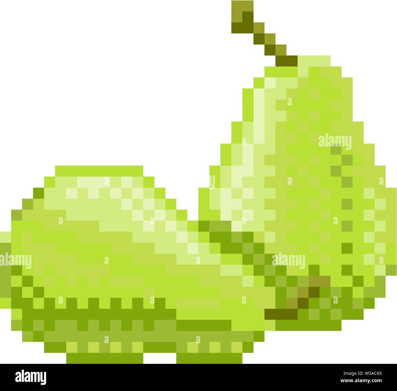 Pear Pixel Art 8 Bit Video Game Fruit Icon Stock Vector