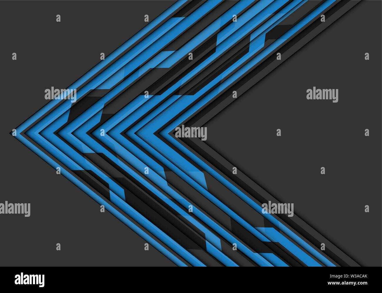 Abstract blue circuit line arrow direction on grey blank space design ...