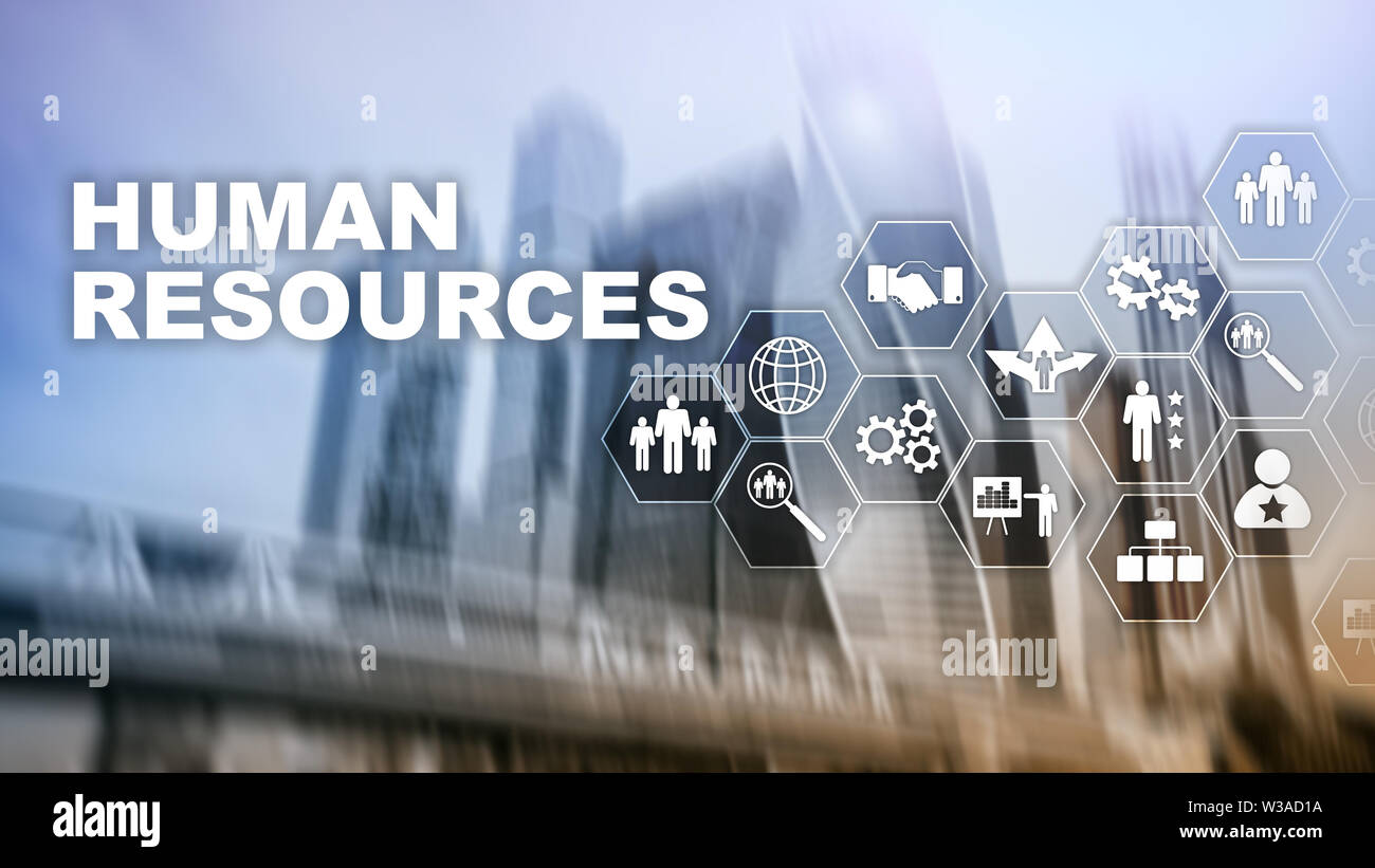 Human Resources HR management concept. Human resources pool, customer care and employees. Stock Photo