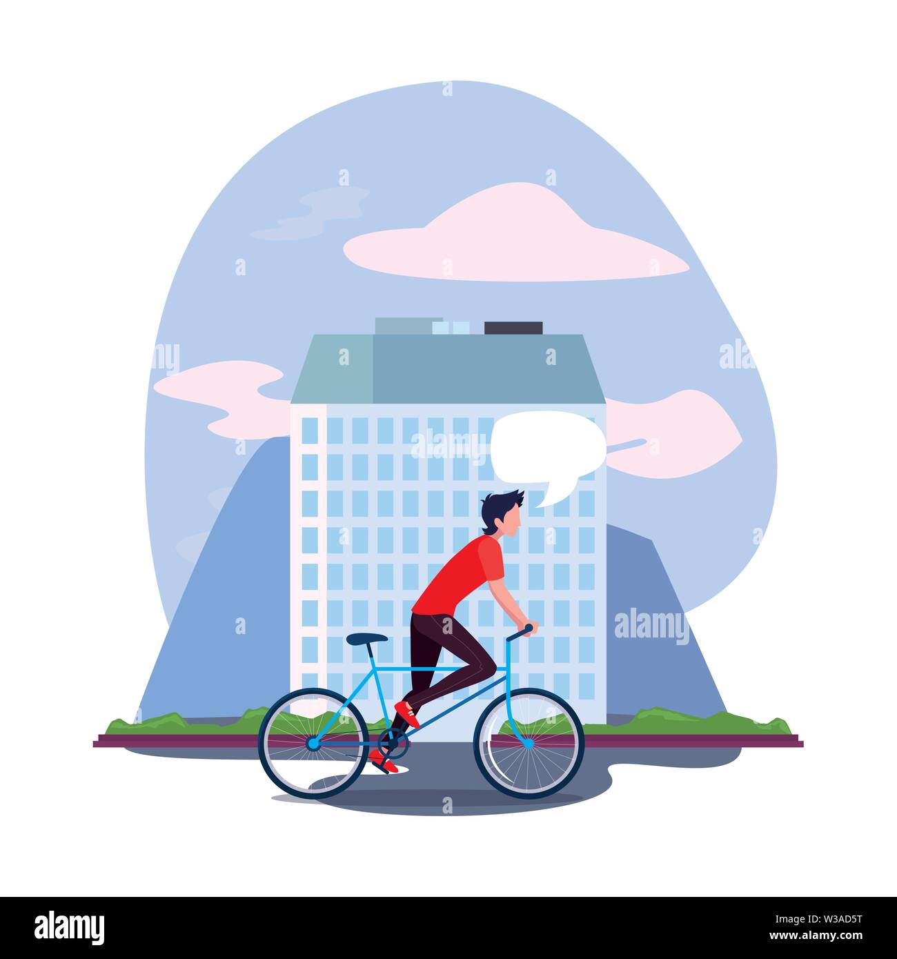 man riding the bicycle urban city vector illustration Stock Vector ...