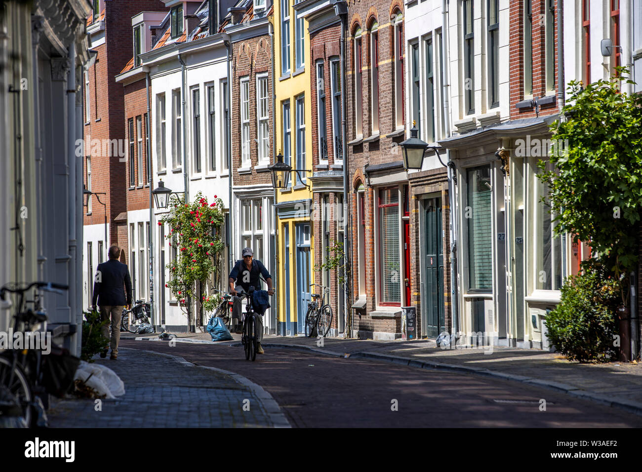 Utrecht, Niederlande, Altstadt, Haverstraat, Altstadthäuser, Laternen, Wohnhäuser, Stock Photo