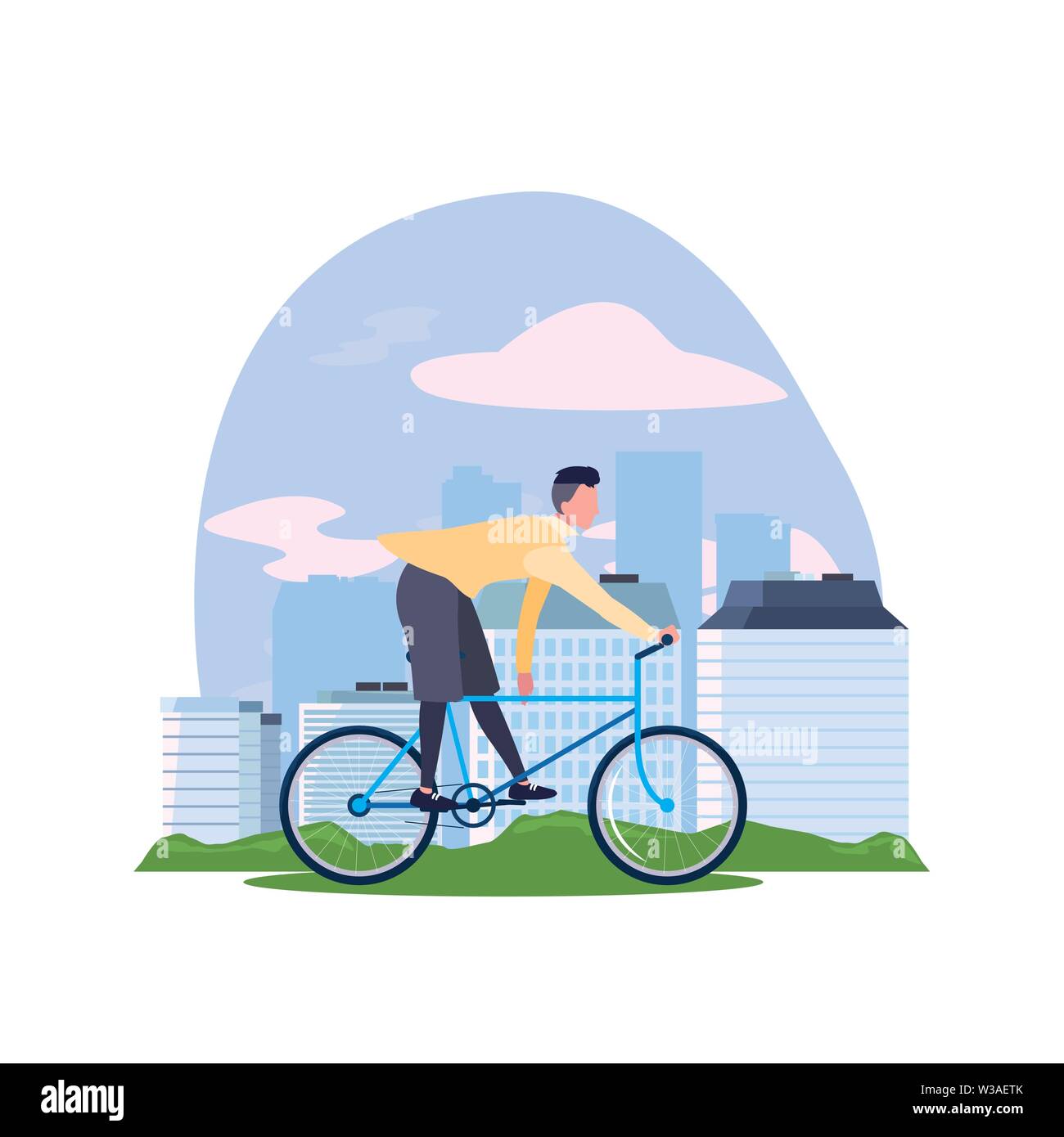 man riding the bicycle urban city vector illustration Stock Vector ...