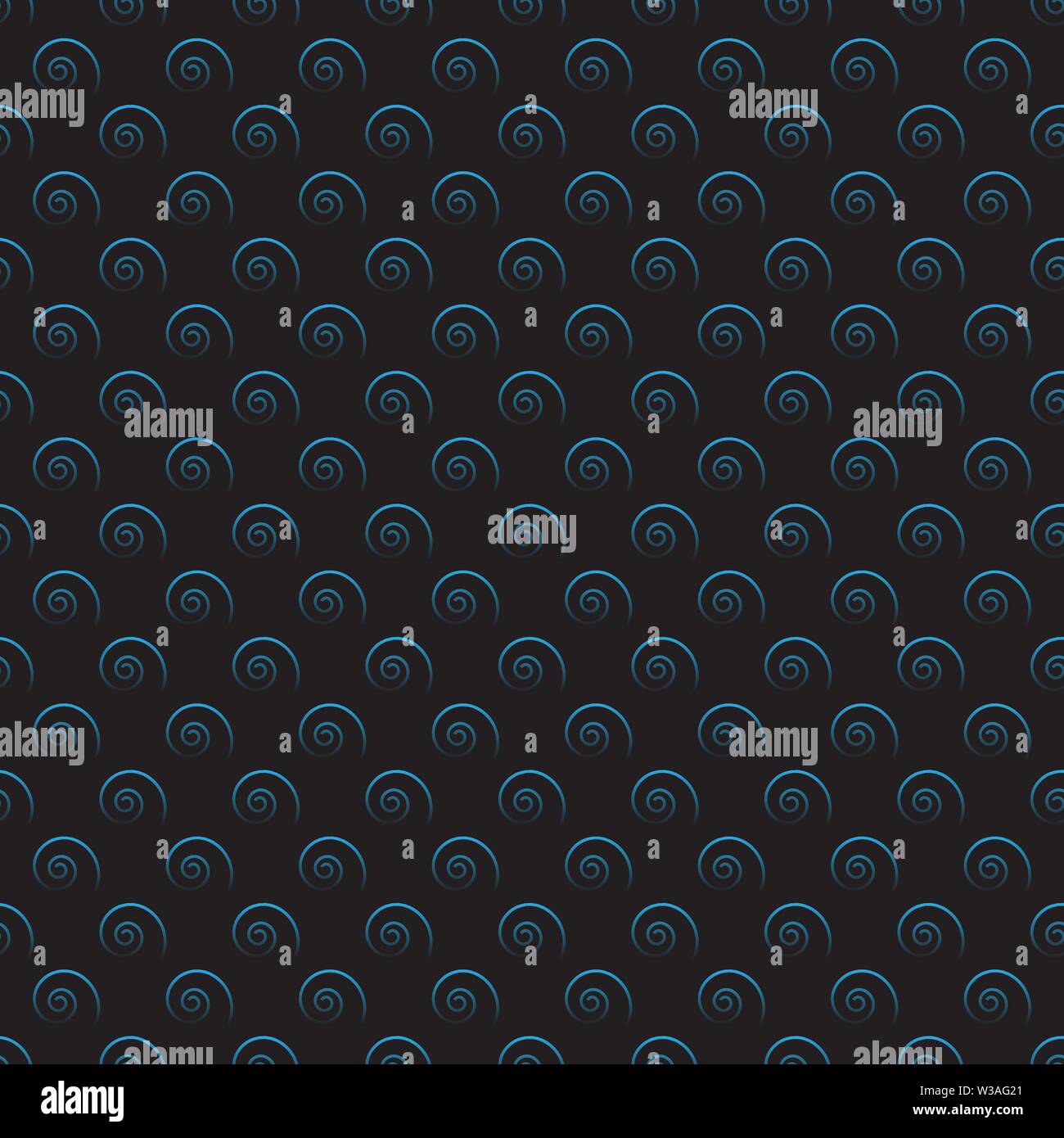 Vector black background. Luminous regular swirl elements on a black background Stock Vector