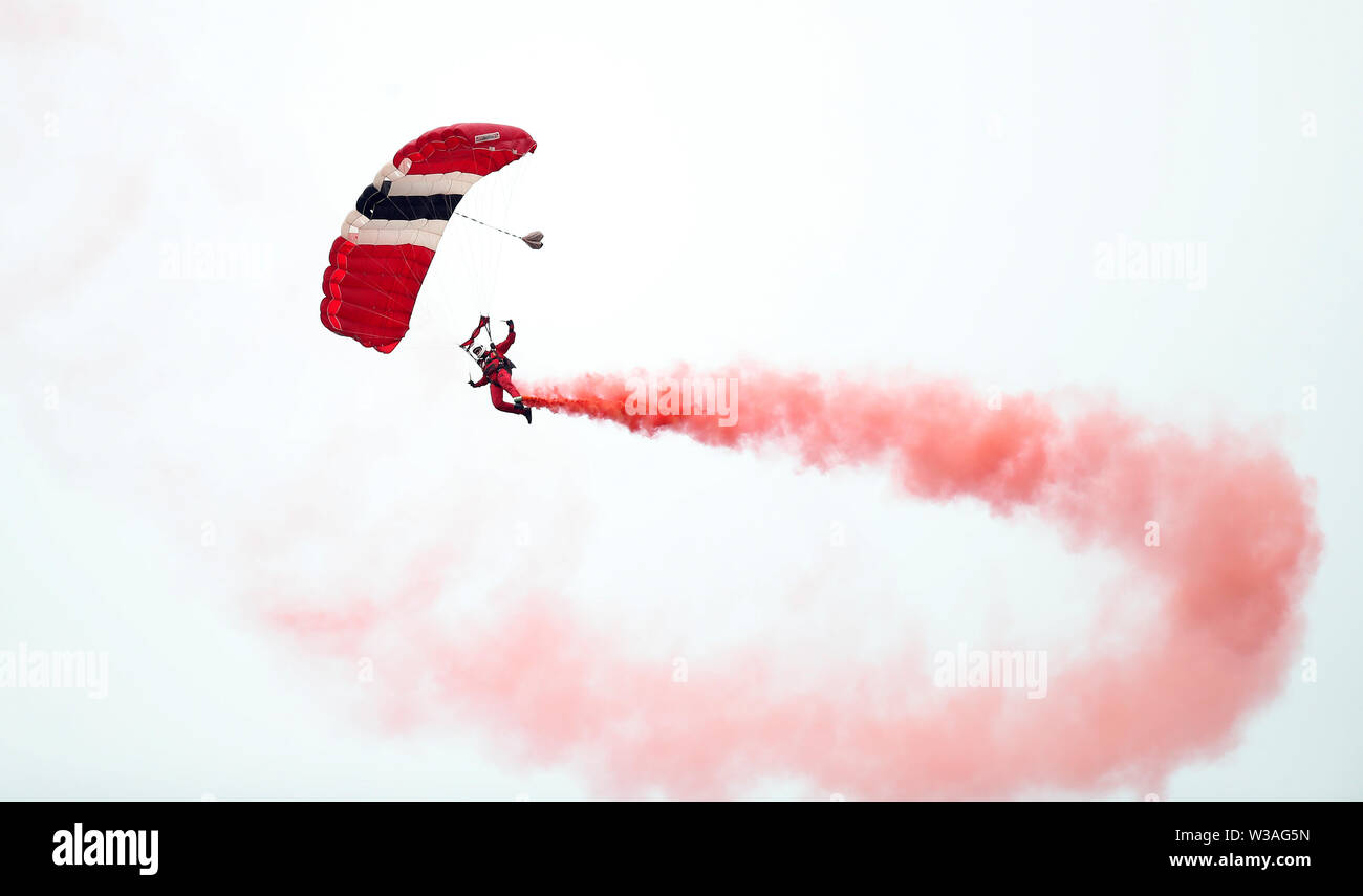 The Red Devils parachute display team ahead of the ICC World Cup Final at Lord's, London. Stock Photo