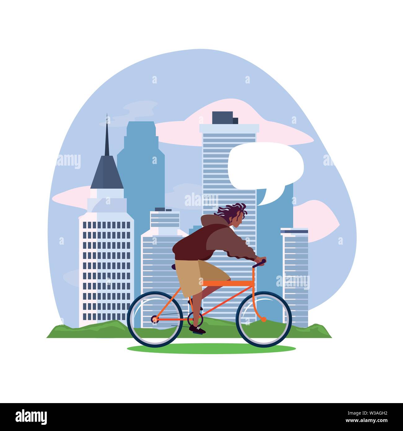 man riding the bicycle urban city vector illustration Stock Vector ...