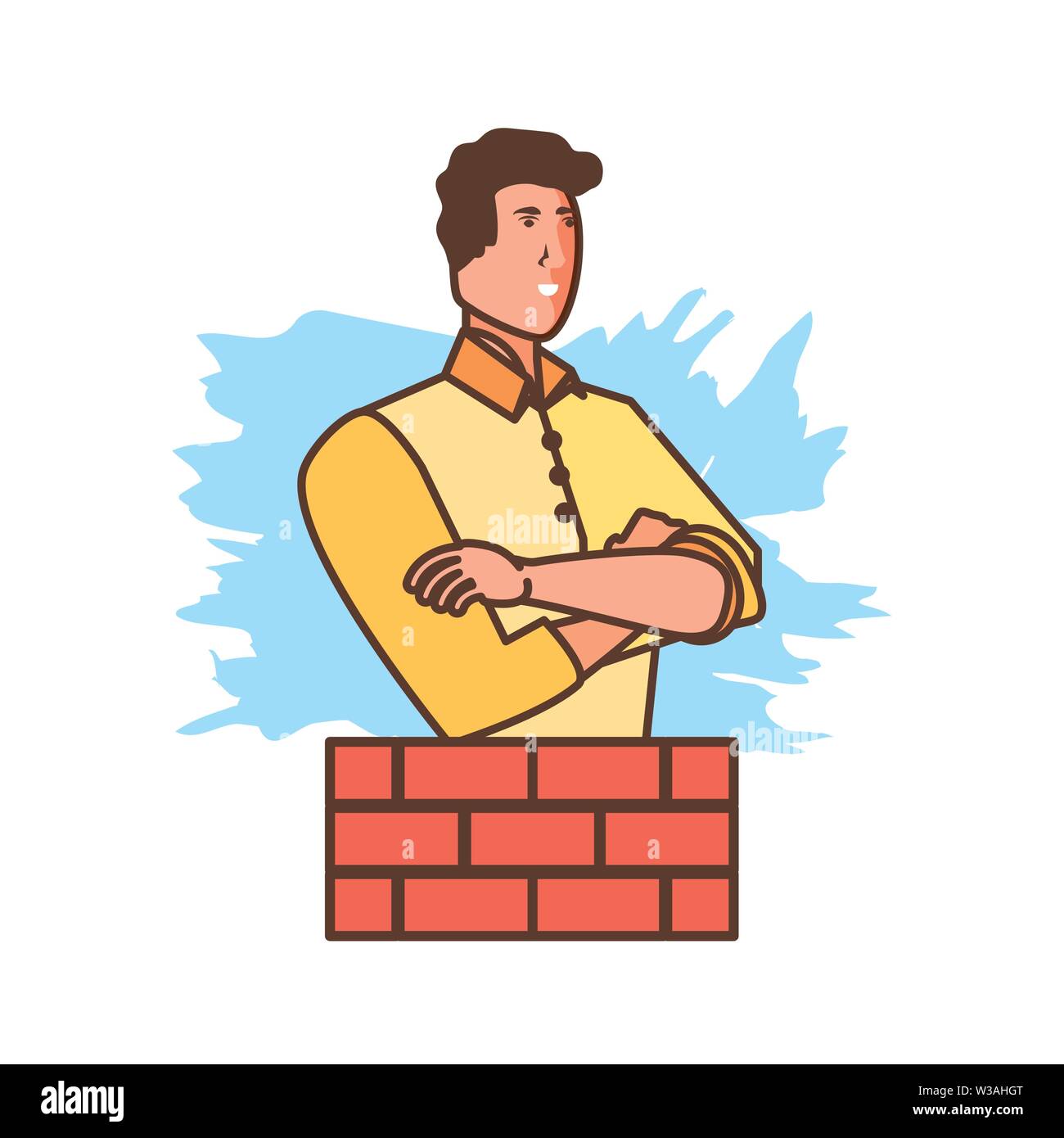 worker construction man with bricks vector illustration design Stock ...