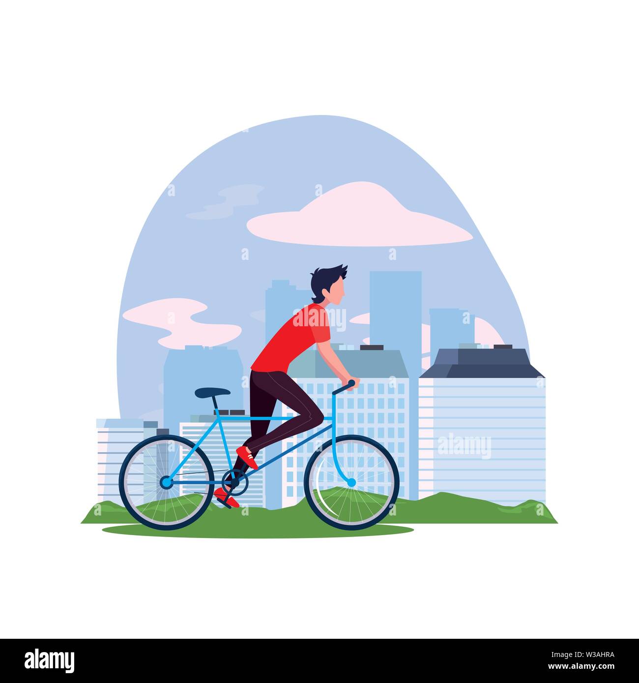 man riding the bicycle urban city vector illustration Stock Vector ...