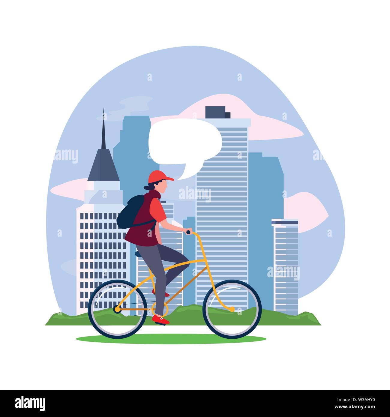 man riding the bicycle urban city vector illustration Stock Vector ...