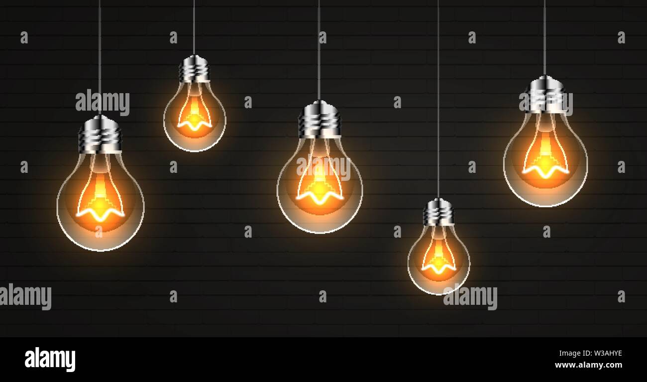 Abstract Background With Light Bulbs Realistic Background For Banner Stock Vector