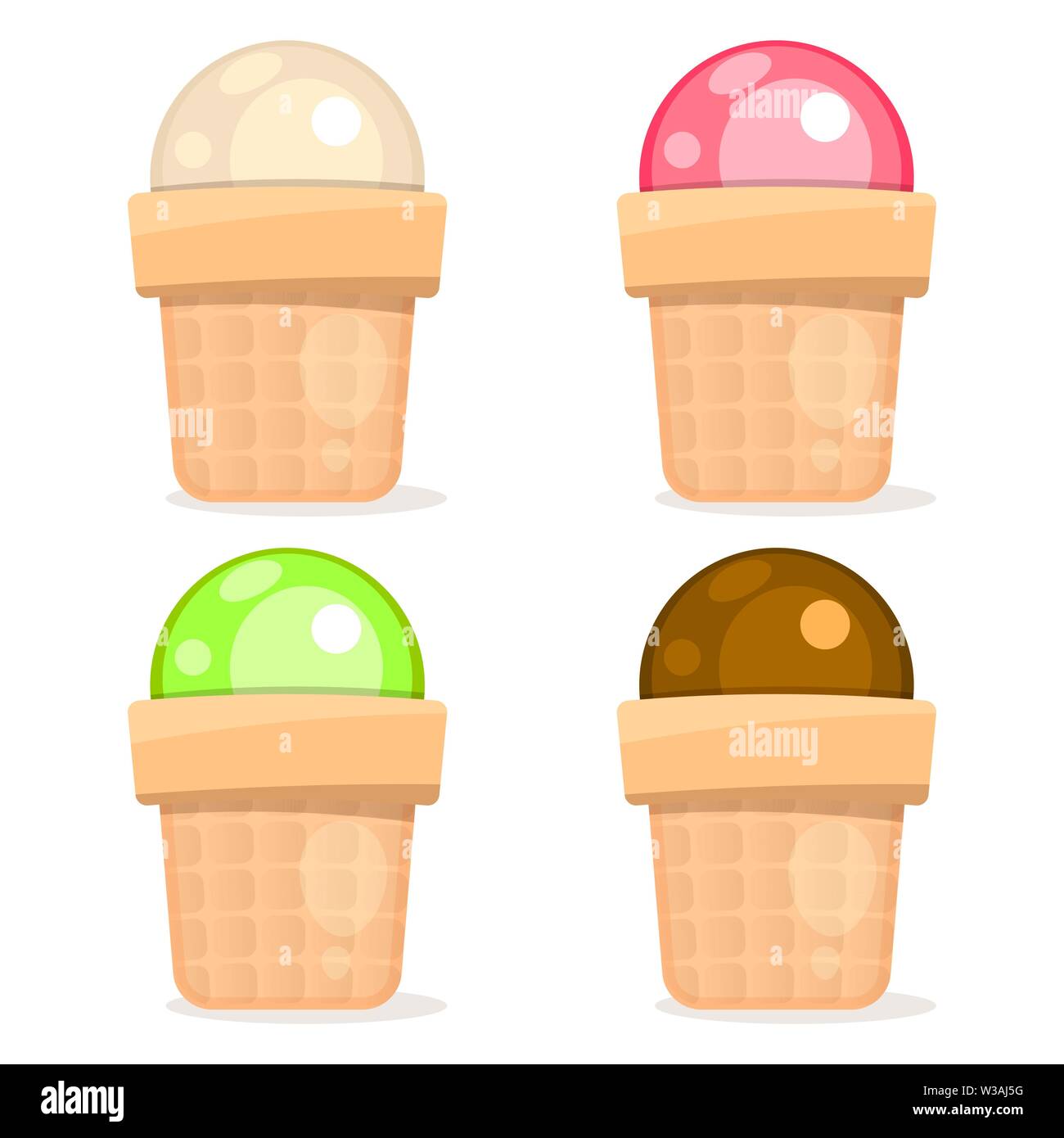 Ice Cream Set On White Background Vector Illustration For Your Design ...