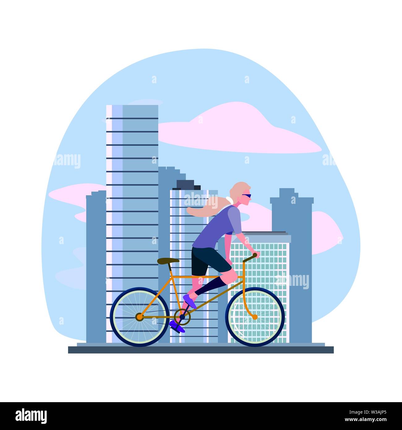 woman riding the bicycle urban city scene vector illustration Stock ...