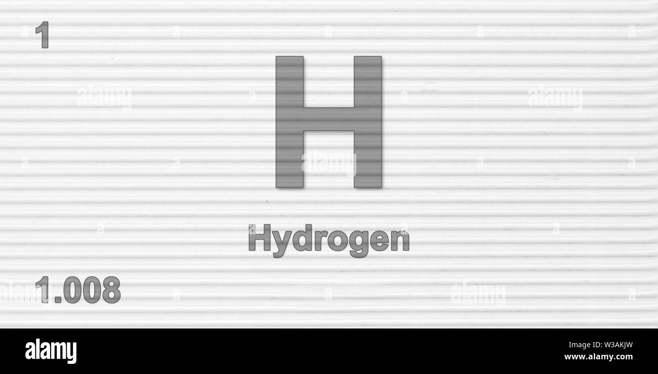 Hydrogen chemical element  atomic data and symbol illustration backdrop Stock Photo