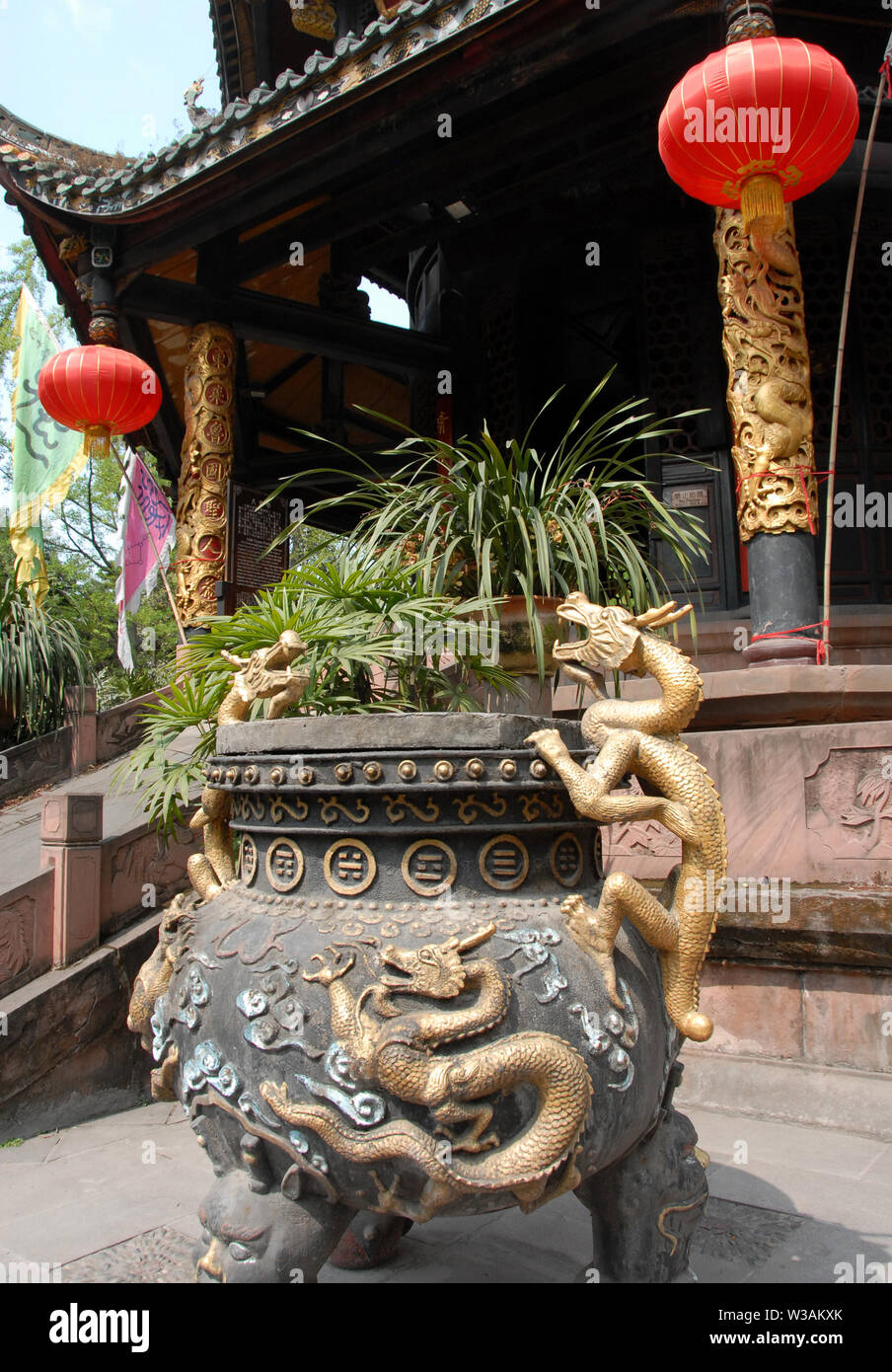 Eight Trigrams Pavillion at the Green Ram Temple or Green Goat Temple in Chengdu, China. Also the Green Ram or Goat Monastery. A Chinese taoist temple Stock Photo