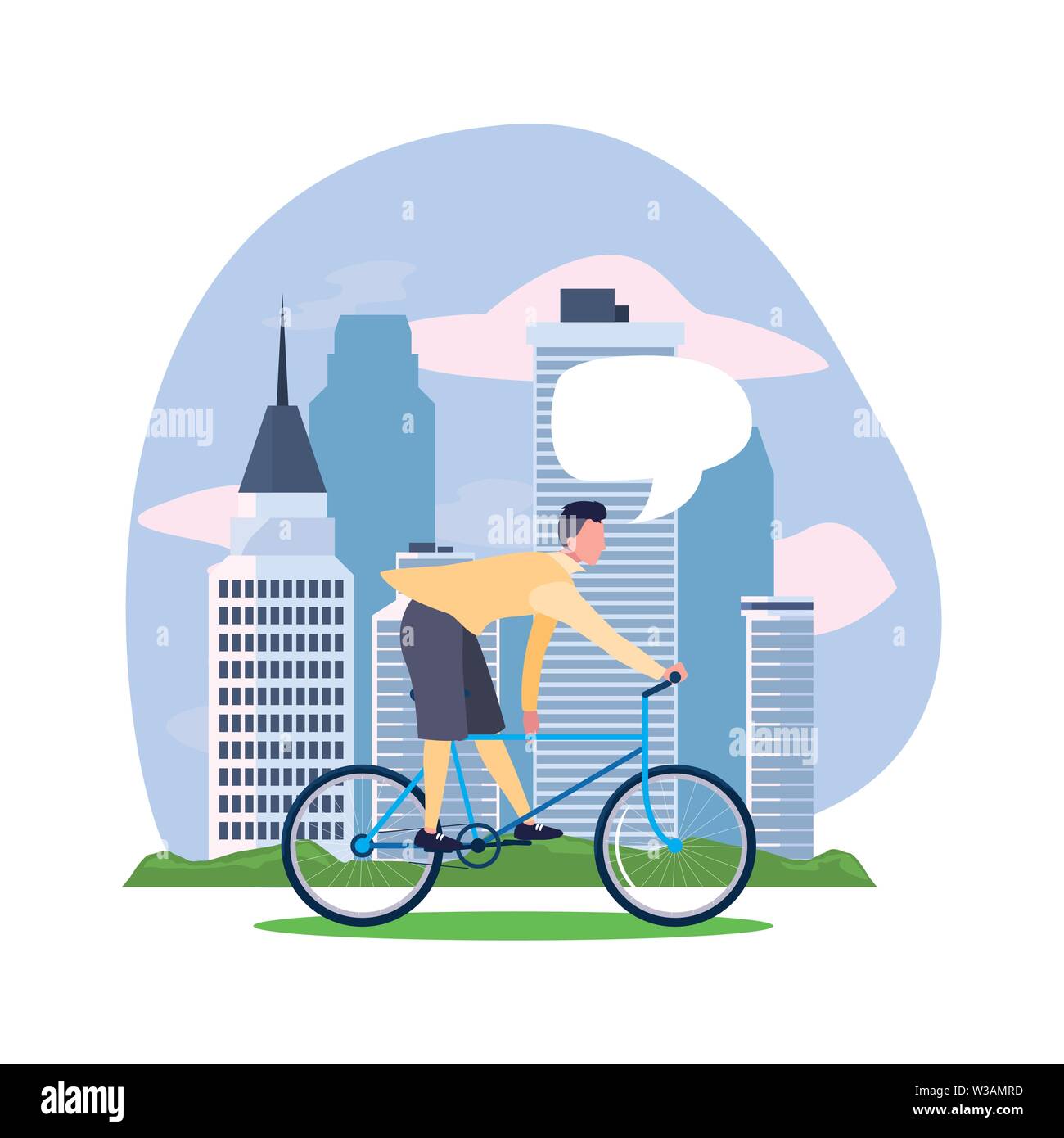 man riding the bicycle urban city vector illustration Stock Vector ...