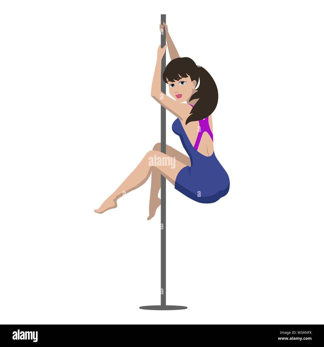 Young woman is dancing on a pylon Stock Vector