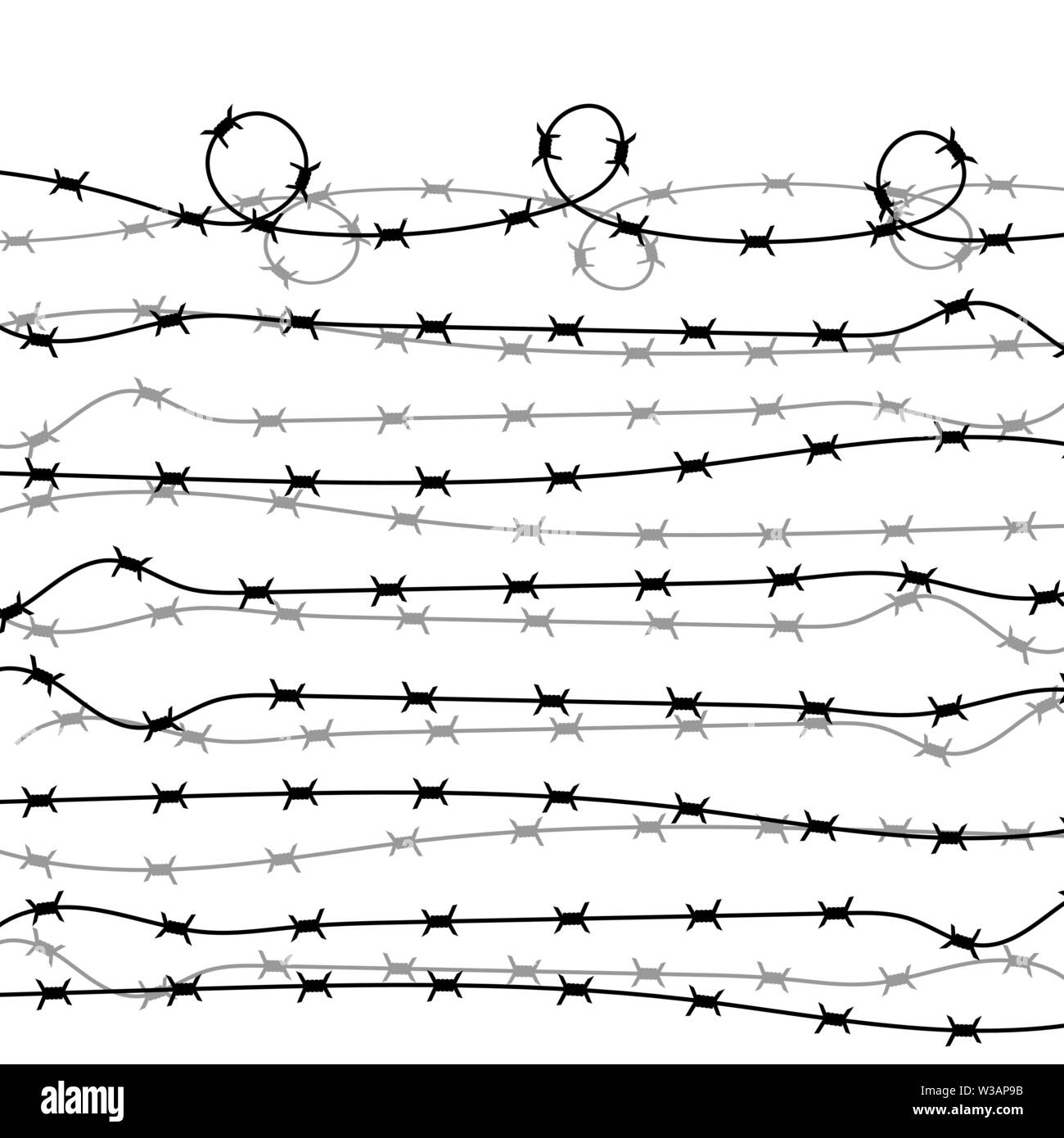 Barbed Wire Fence on White Background. Stylized Prison Concept. Symbol ...