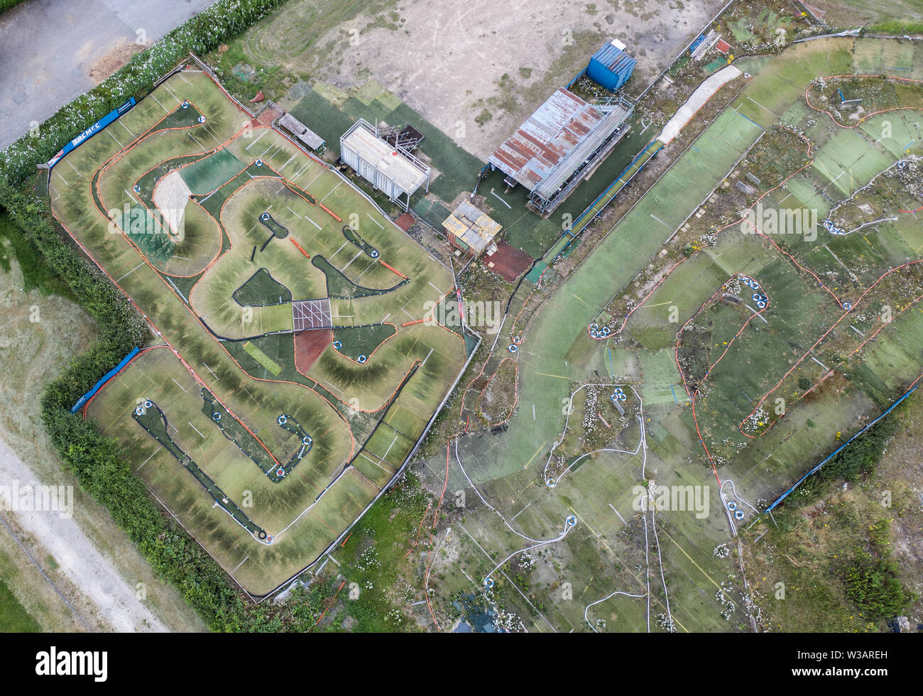 SWINDON UK JULY 14, 2019 Aerial view of Swindon Radio Controlled Model Car Club at Cheney
