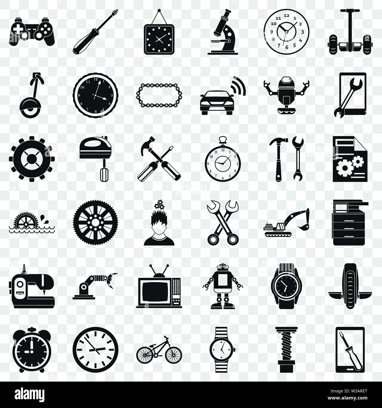 Battery icons set, simple style Stock Vector