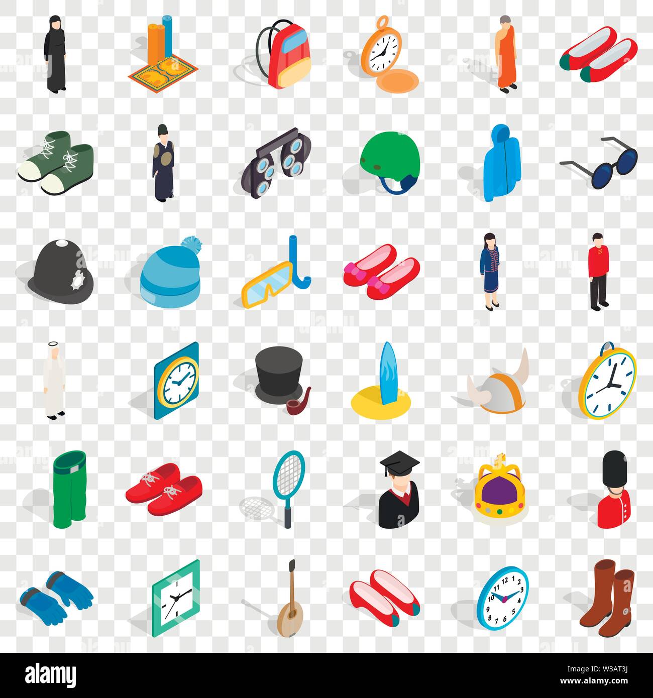 Gear icons set, isometric style Stock Vector