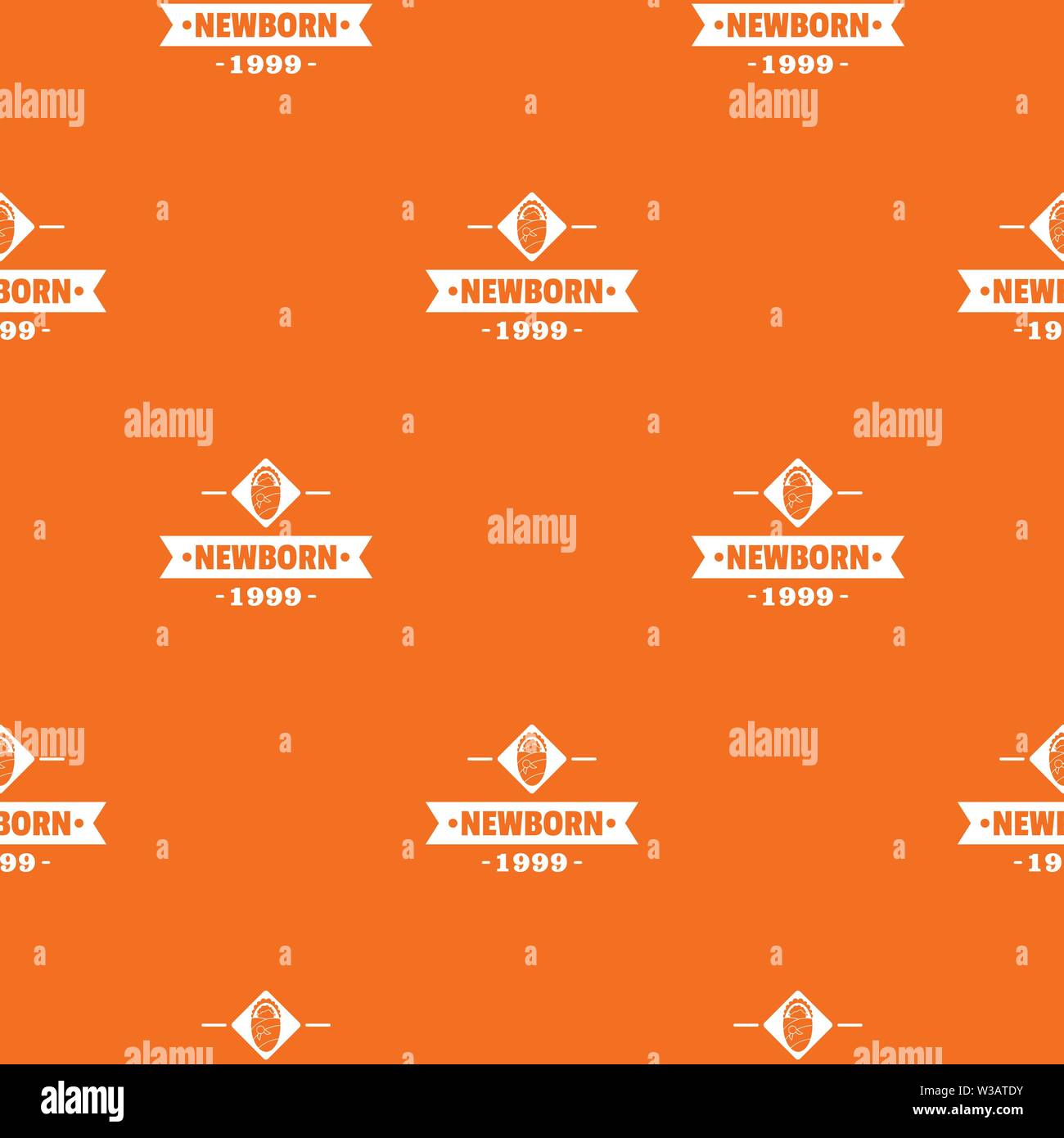Newborn baby pattern vector orange Stock Vector
