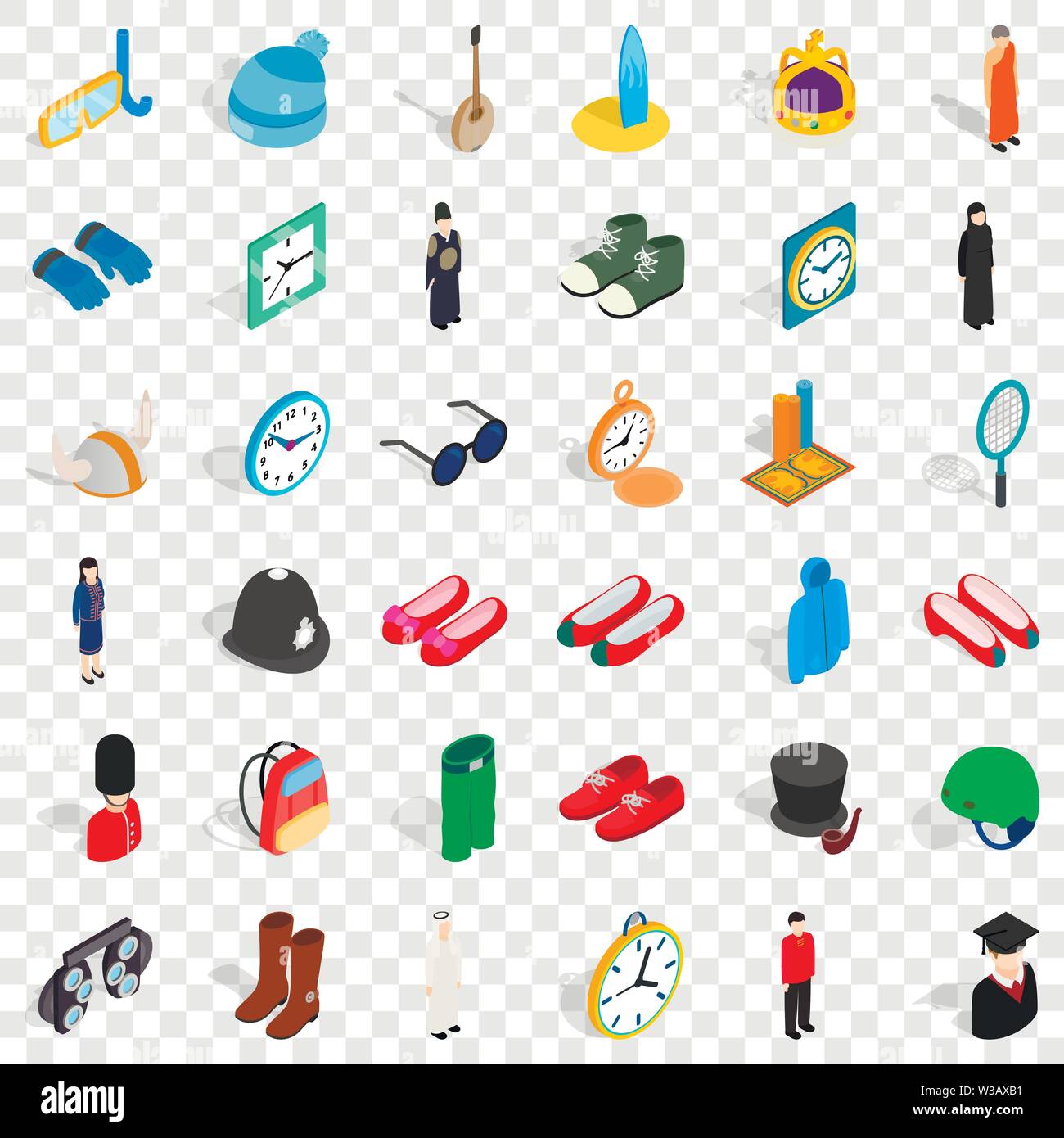 Equipment icons set, isometric style Stock Vector