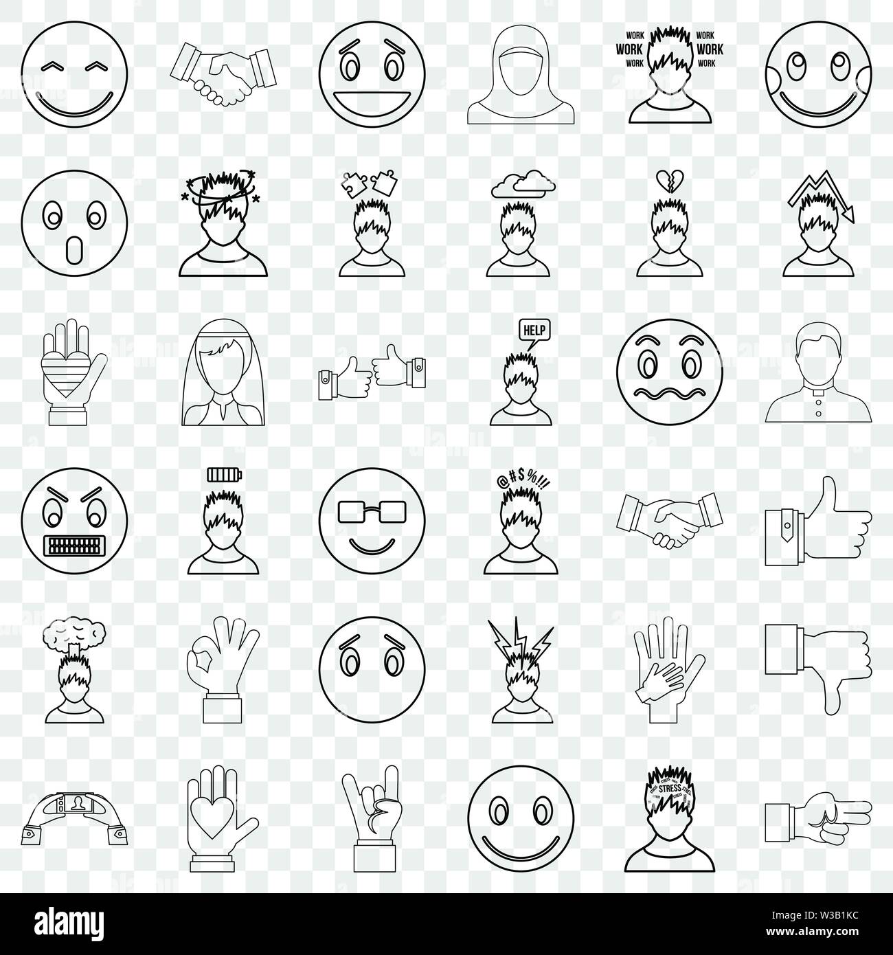 Angry icons set, outline style Stock Vector Image & Art - Alamy