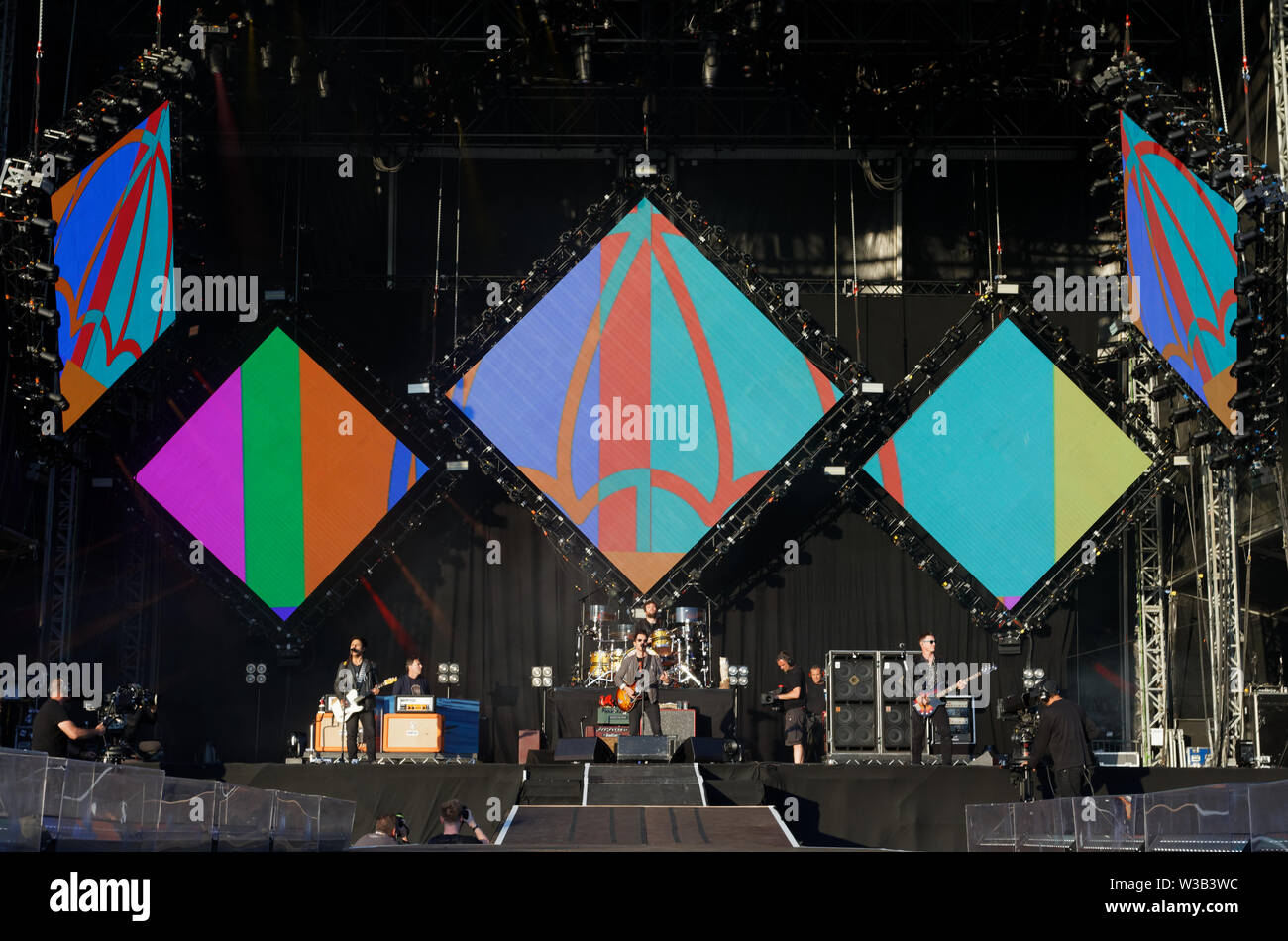 Swansea, UK. 13th July, 2019. Stereophinics perform on stage. Re: Stereophonics live concert at the Singleton Park in Swansea, Wales, UK. Credit: ATHENA PICTURE AGENCY LTD/Alamy Live News Stock Photo