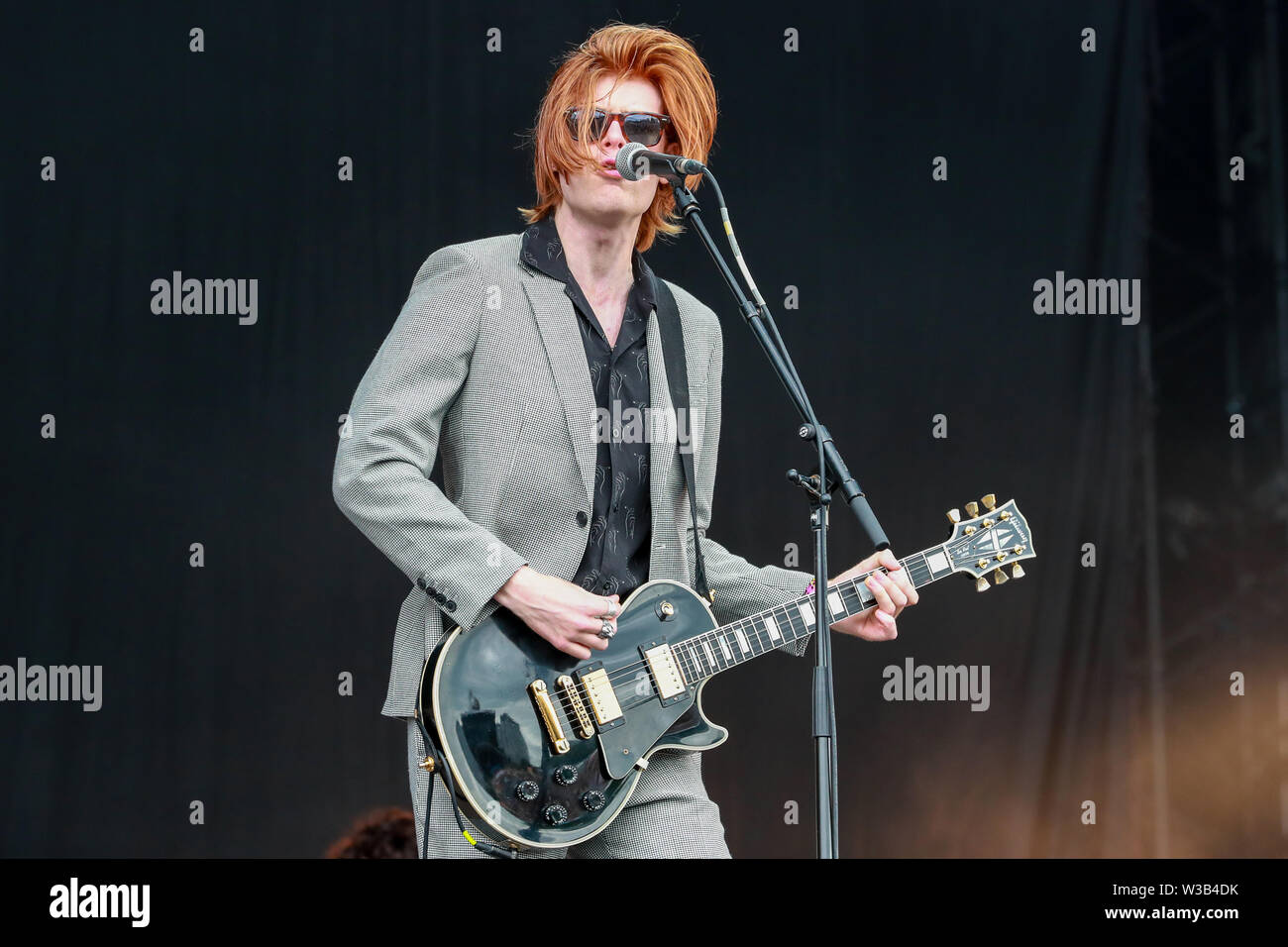 Glasgow, UK. 14th July, 2019. On the third day of the festival thousands of spectators turned out to enjoy some of the best contemporary music bands about. Images are of the members of THE AMAZONS playing on the main stage Credit: Findlay/Alamy Live News Stock Photo