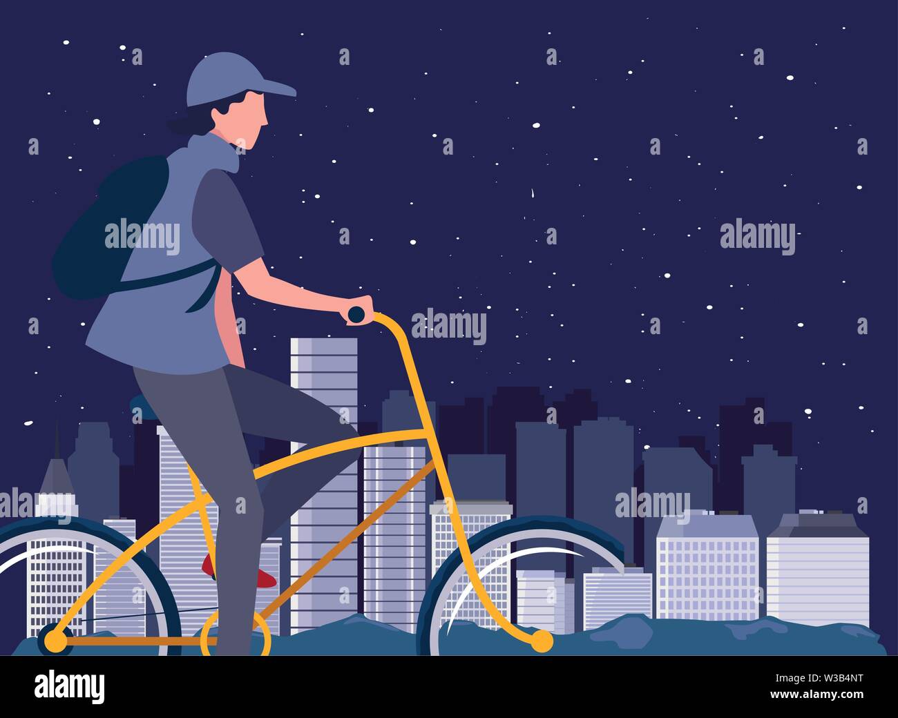 man riding bicycle activity city street vector illustration Stock ...