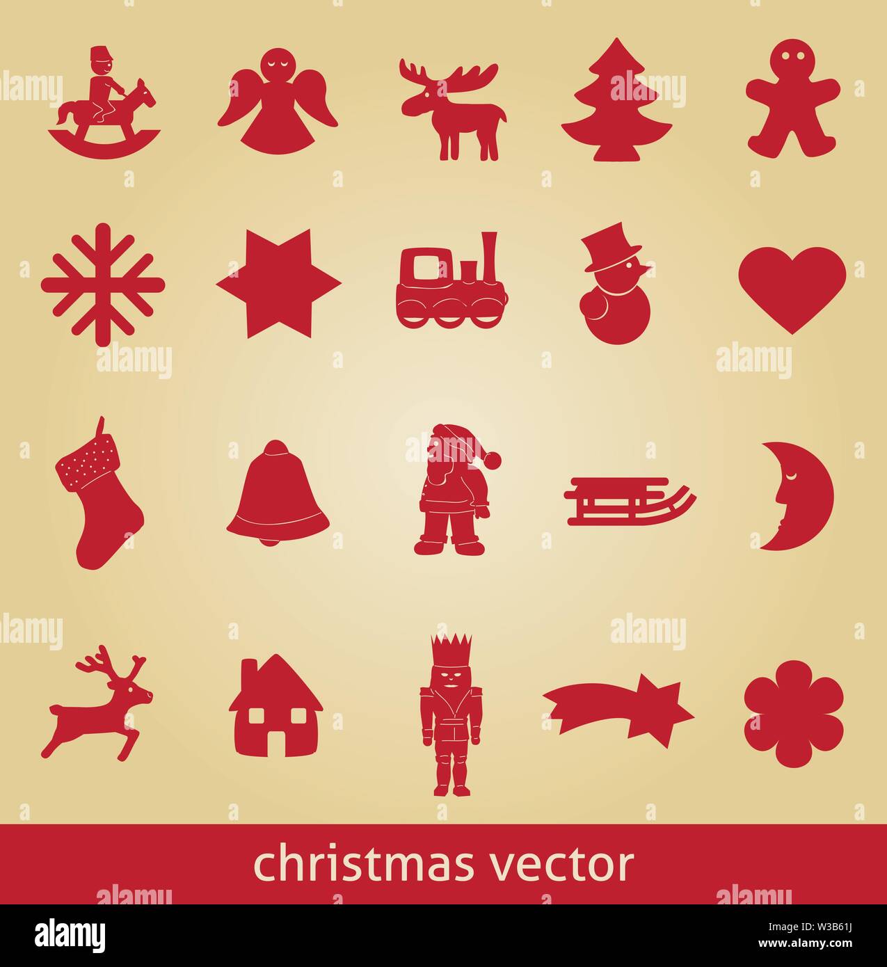christmas vector icon symbols angel gingerbread horse Stock Vector