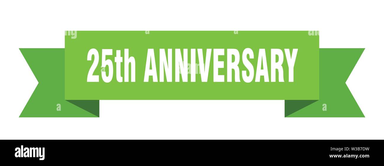 25th anniversary ribbon. 25th anniversary isolated sign. 25th ...