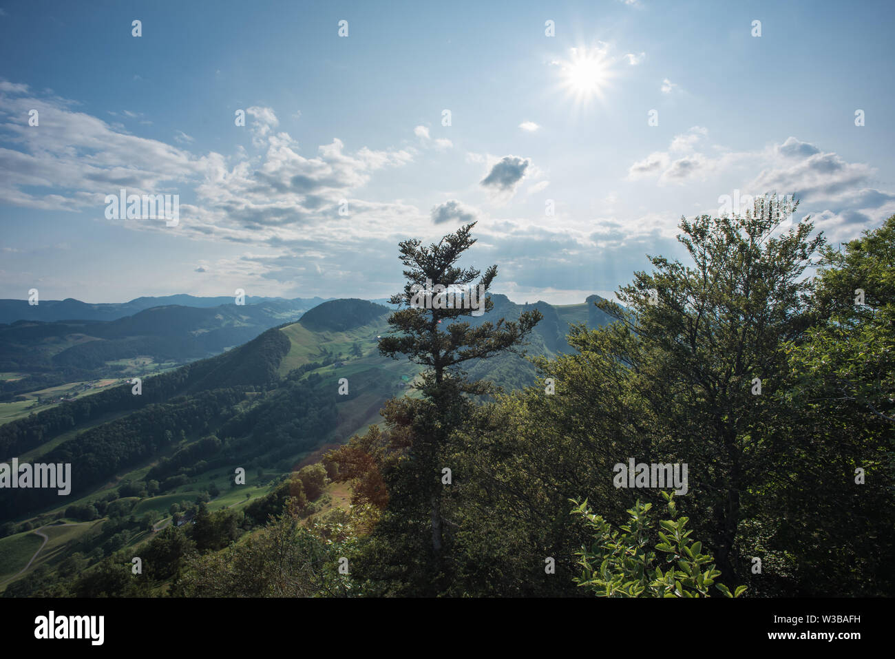 beautiful landscpe in the switzerland jura mountains, view from ...