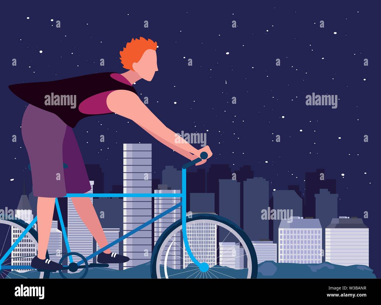 man riding bicycle activity city street vector illustration Stock ...