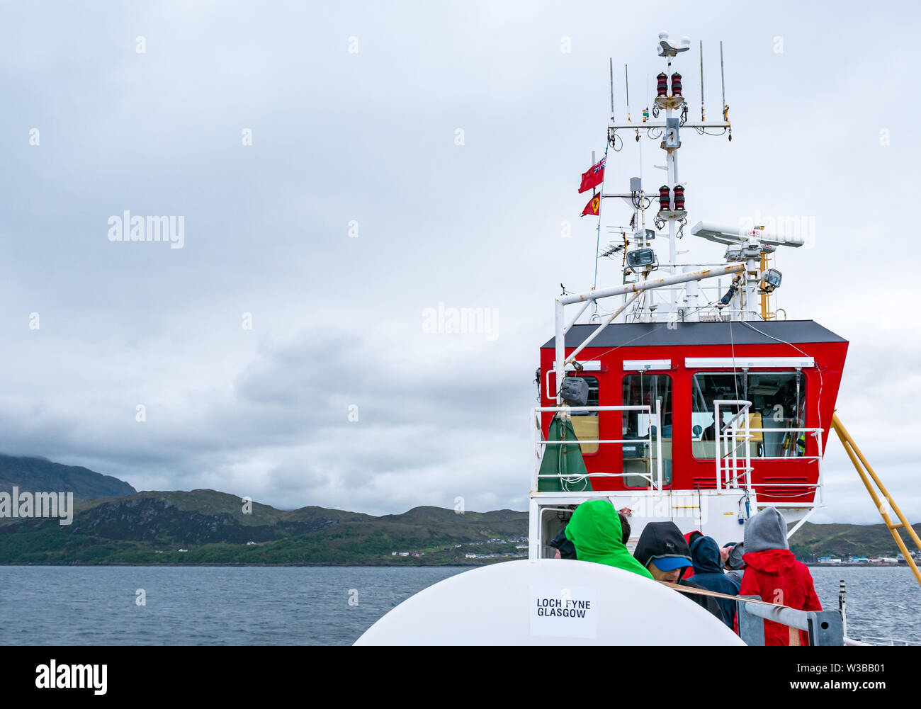 Caledonian MacBrayne ferry travelling across Sound of Sleat to Isle of Skye, Scottish Highlands, Scotland, UK Stock Photo