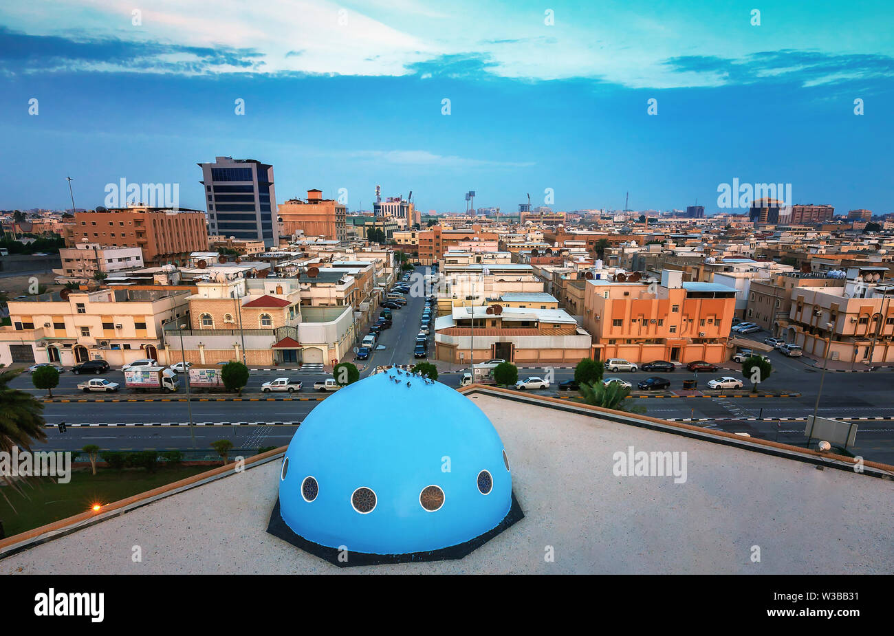 Wide Angle view of Dammam Street -Dammam Saudi Arabia. Stock Photo