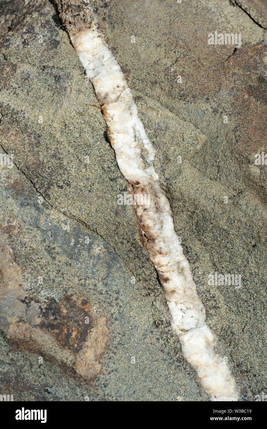 Close-up view of calcite vein in sandstone Stock Photo