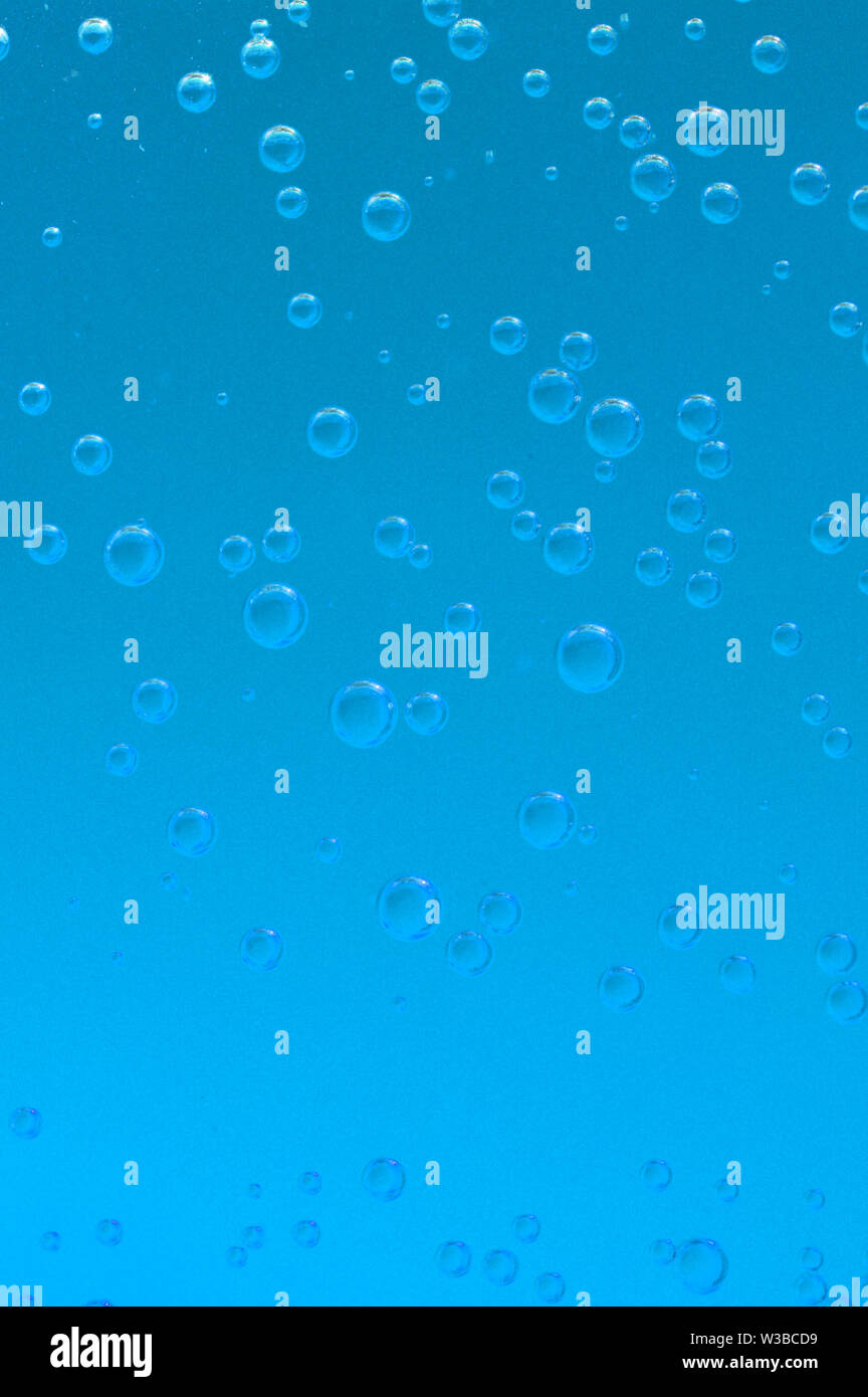Fresh blue water bubbles backround, closeup Stock Photo Alamy