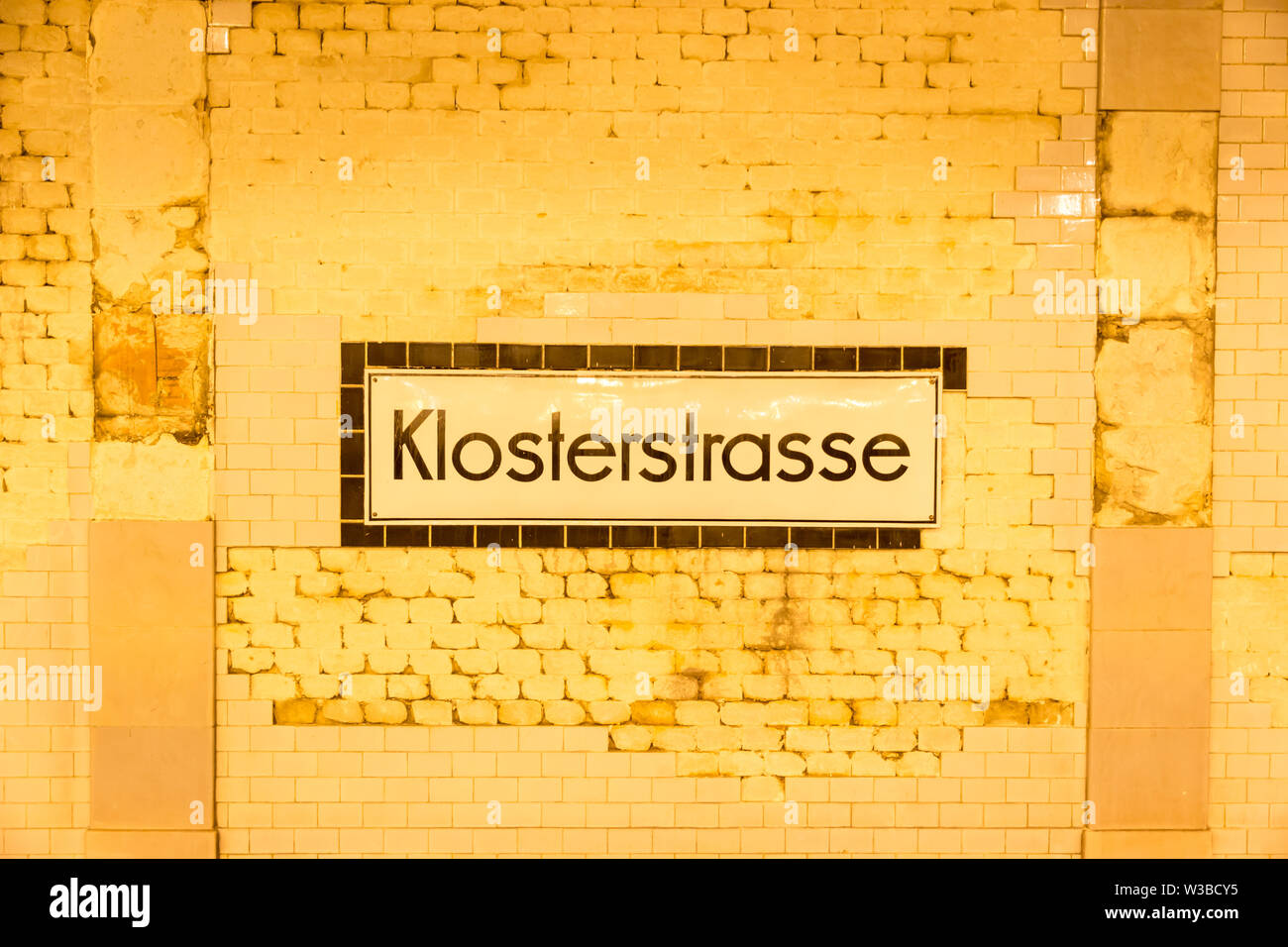 Berlin, Germany - December 19, 2017. The Klosterstrasse U-Bahn station. Stock Photo