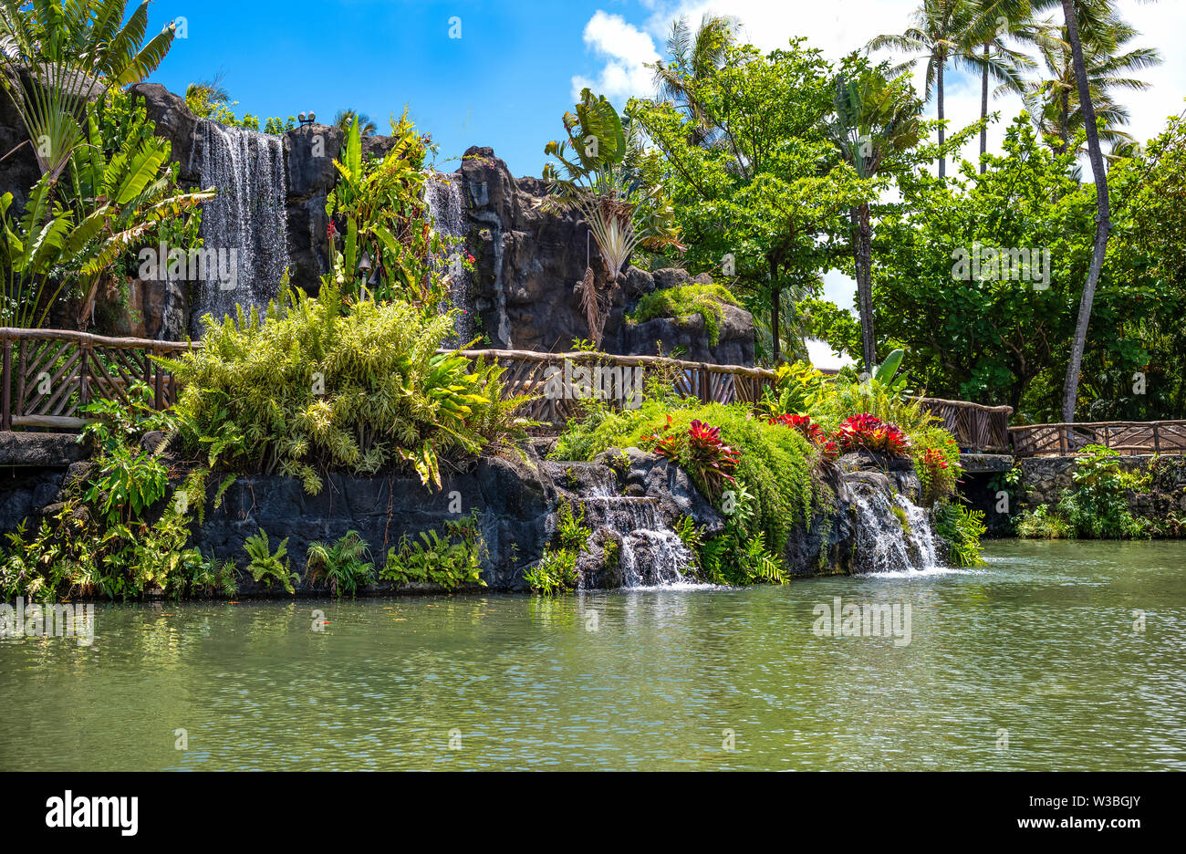 Ohahu island, Hawaii,  the irrepressible nature of the Polynesian center in the north east area of the island Stock Photo