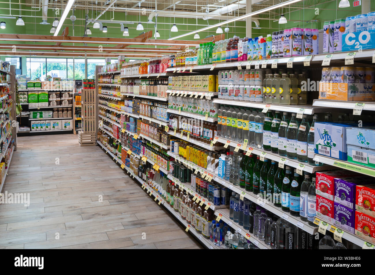 Empty Aisle In American Food Store Stock Photo