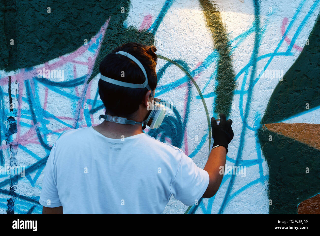 Graffiti painters in Mallorca Stock Photo Alamy