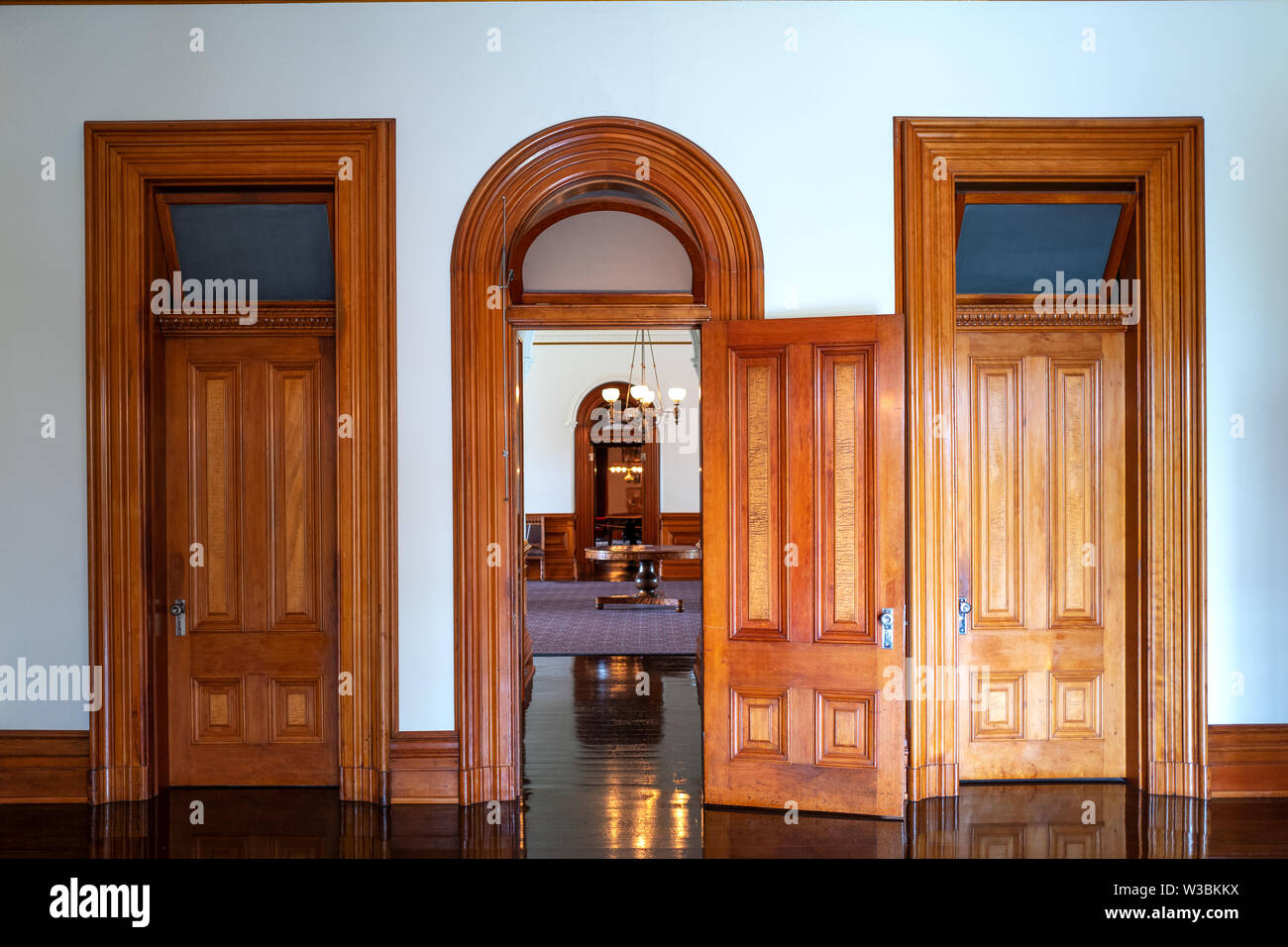 Honolulu, Hawaii - May 5, 2019: Royal Iolani Palace, doors of the ...
