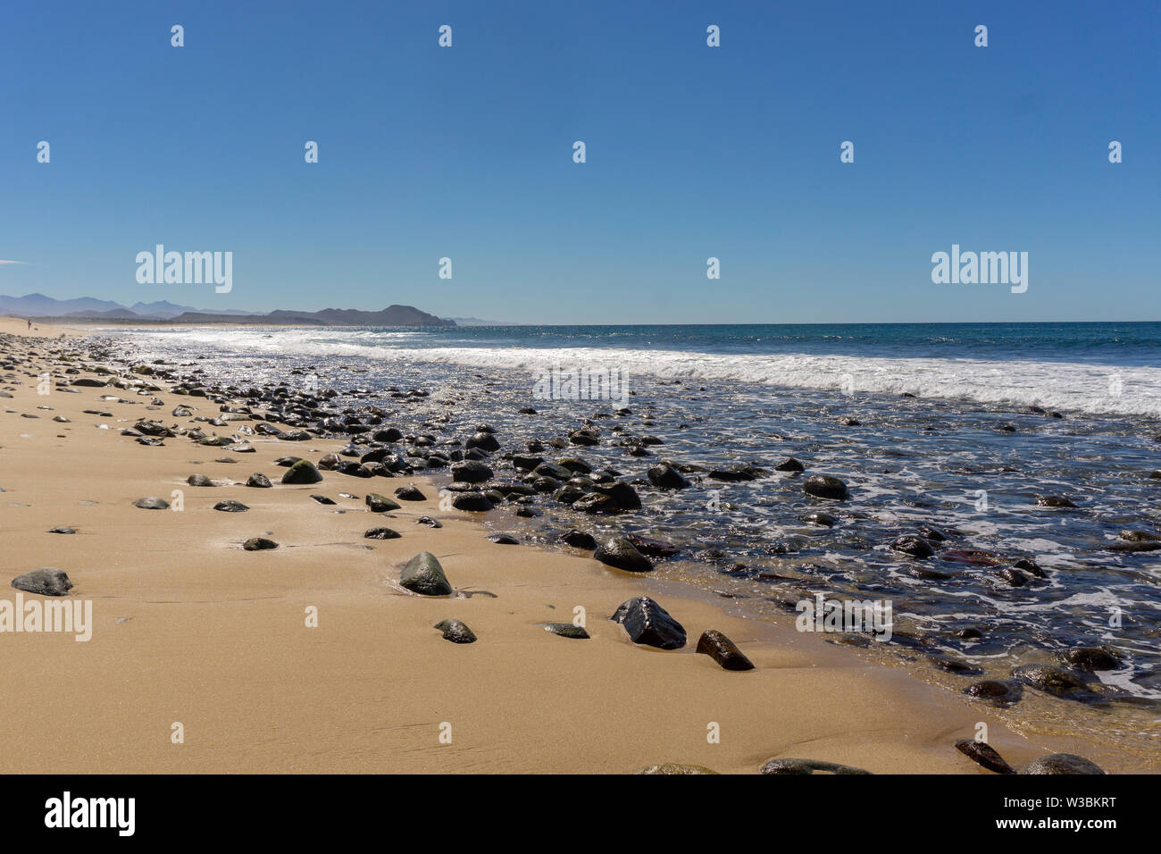 endless sandy beach at the Mexican pacific coast near Todos Santos in