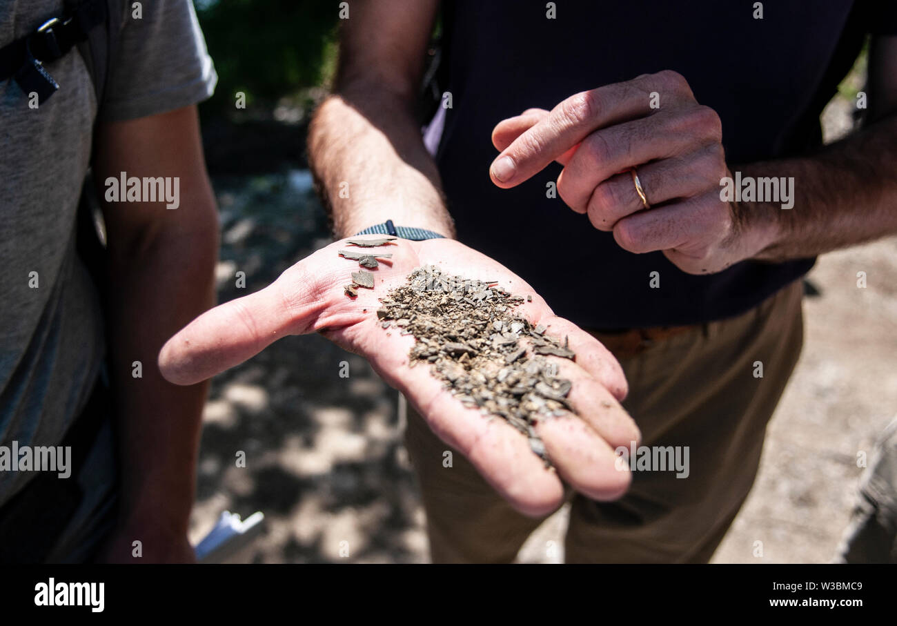 Sedimentologist on the field Stock Photo