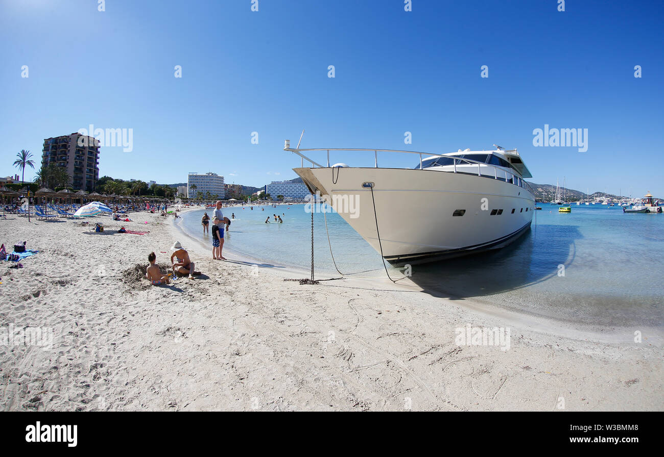 Luxury yacht wrecked in Calvia near famous magaluf beach Stock Photo