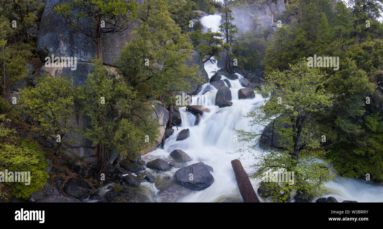 Spring Time California Waterfalls in Yosemite National Park from the Valley during spring time ...
