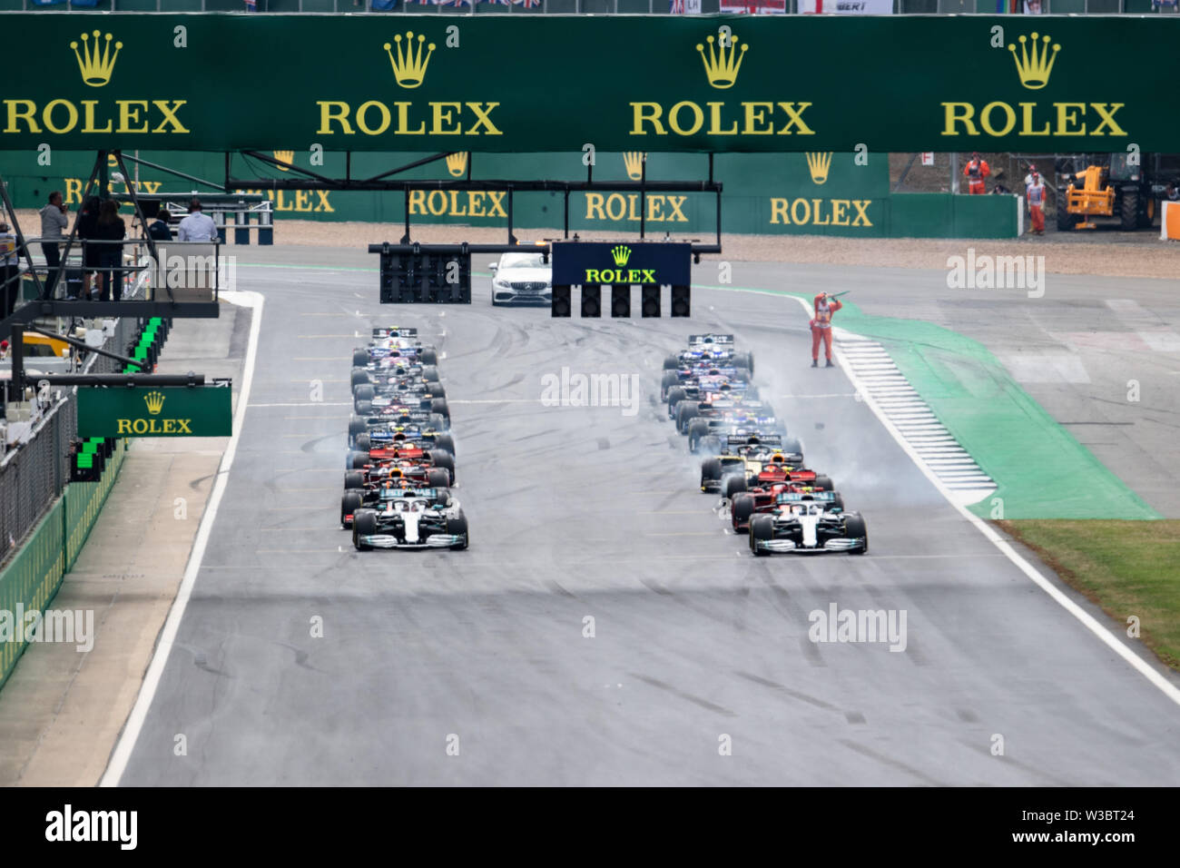 Silverstone, UK.  14th July, 2019. A general view of the race during Formula 1 Rolex British Grand Prix 2019 at Silverstone Circuit on Sunday, July 14, 2019 in TOWCESTER, ENGLAND. Credit: Taka G Wu/Alamy Live News Stock Photo