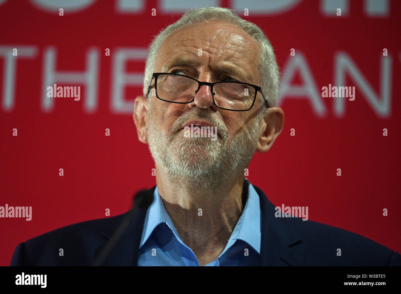 Labour leader Jeremy Corbyn during the International Social Forum hosted by the Labour Party at the SOAS University of London in central London. Stock Photo