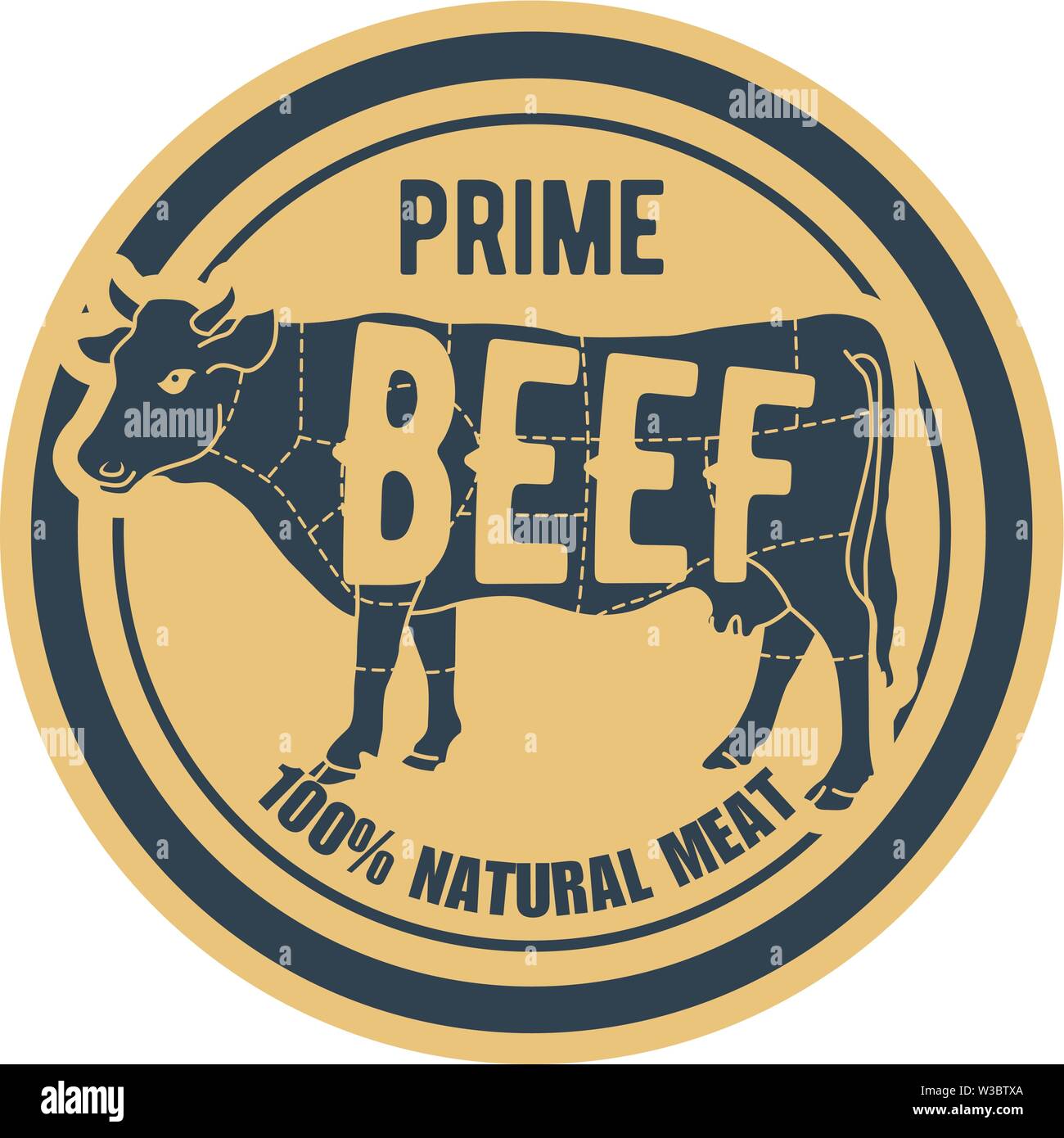 Beef stamp - label with cow, natural prime meat badge Stock Vector ...